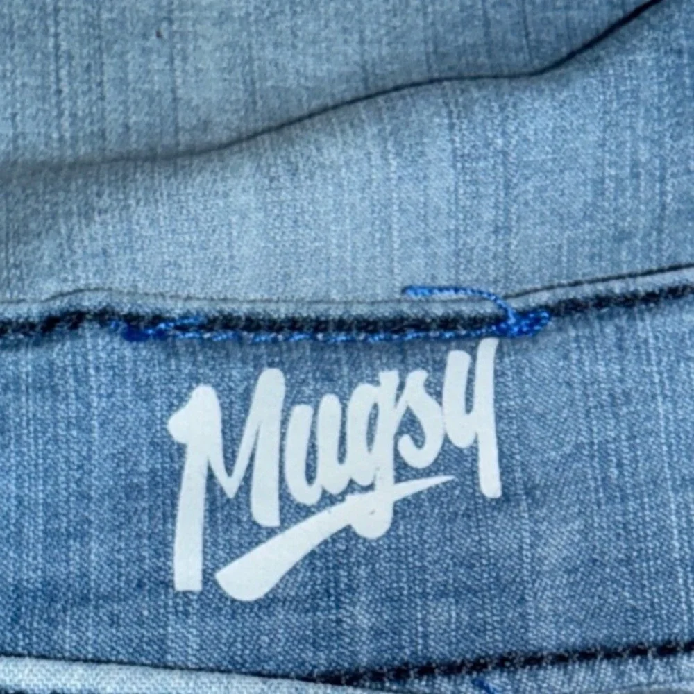 Mugsy Cooldowns Men Light Wash Blue Stretch Distressed Denim Jeans FLX9CTL 33x32